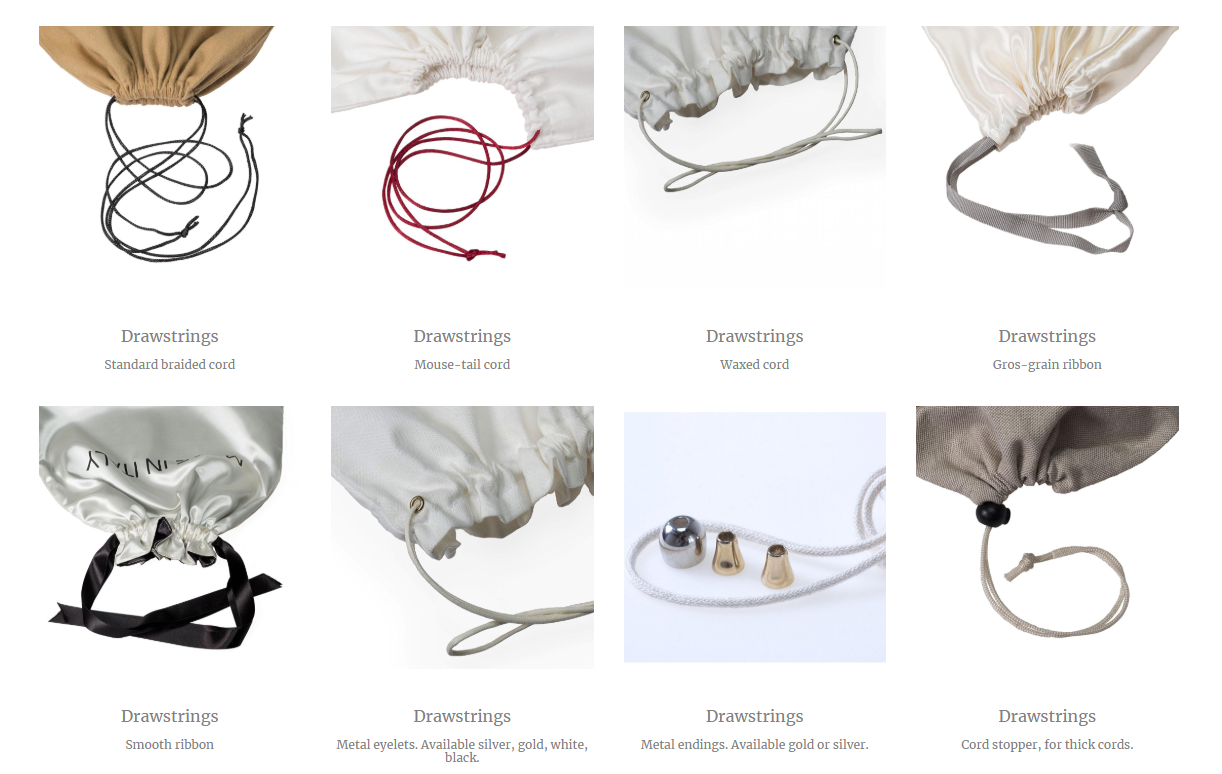 What are the options for the rope that takes the drawstring?